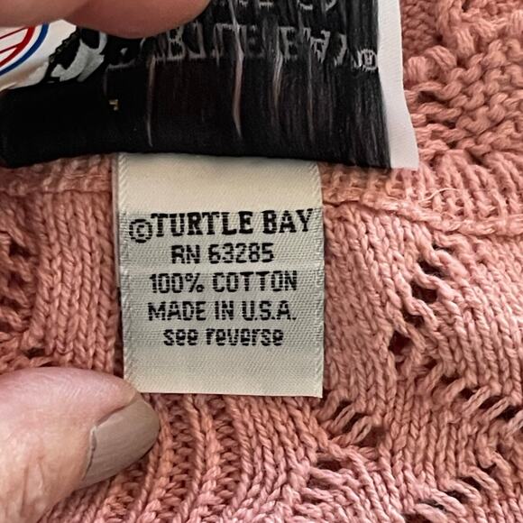 Vintage Womens NWT 1980s OSFM Turtle Bay Pink Cotton V Neck Pullover Sweater - Picture 7 of 9
